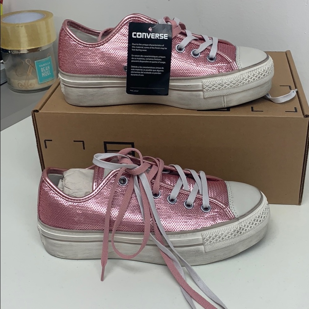 Converse Platform Pink Sequin Size 7